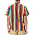 thumbnail image 3 of INSPIRE CHIC Men's Shirts Summer Striped Button Short Sleeve Beach Shirts XL Rainbow Yellow, 3 of 6