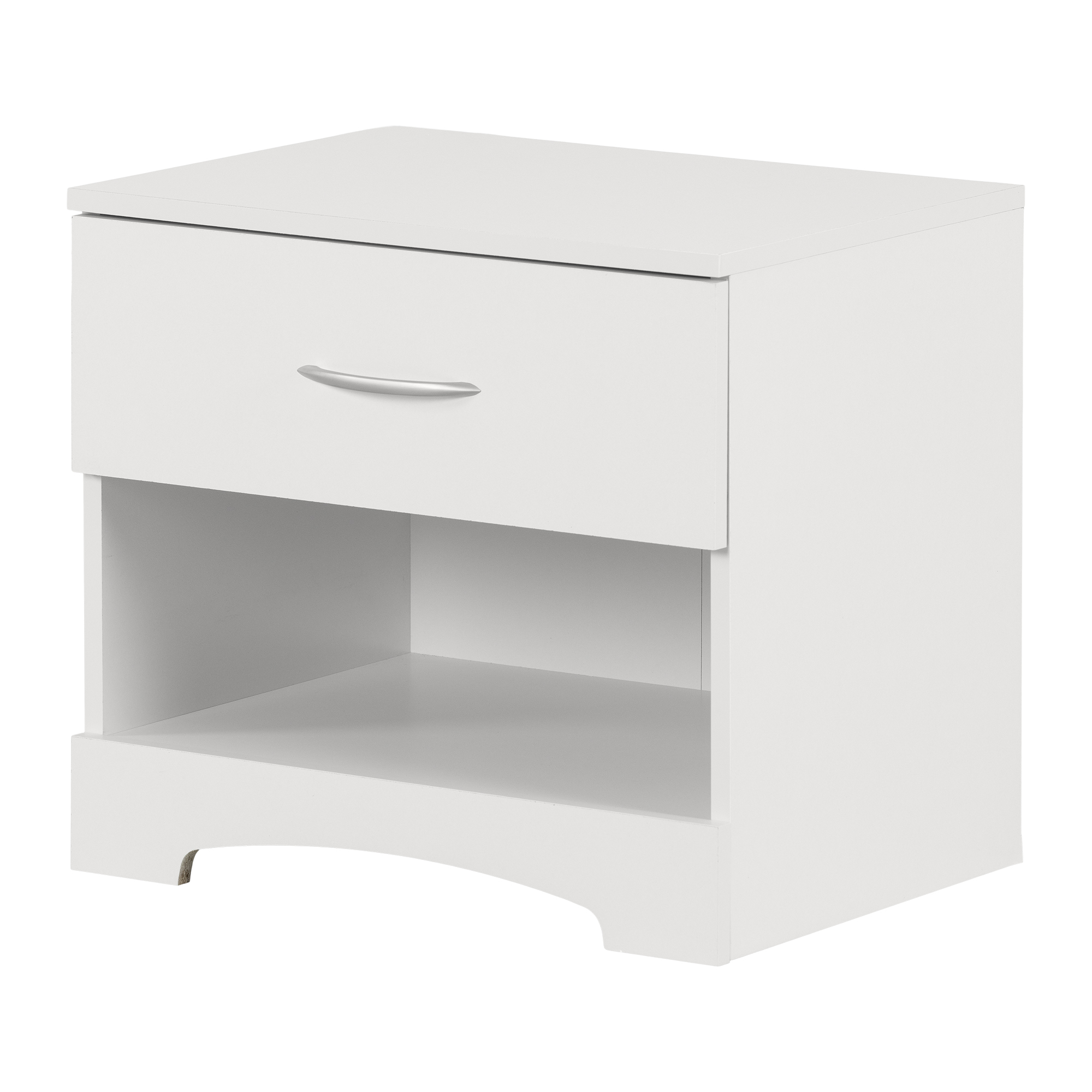 Table de chevet 1 tiroir pour Adulte, fini Blanc solide, collection Step One de Meubles South Shore