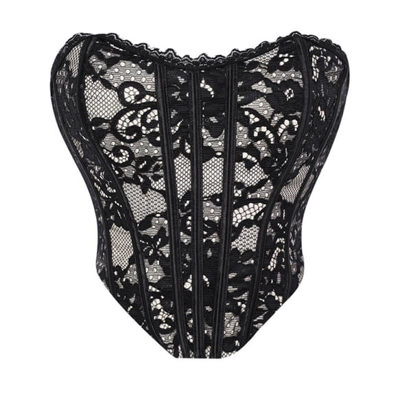 Elegant Lace Bodysuit Shapewear For With Lace Bustier Bodice Strapless, Effortless Styling And Smooth, Confident