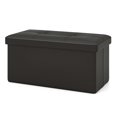 thumbnail image 1 of Costway Ottoman de Rangement Pliant Repose-Pieds Rectangulaire en Cuir PVC 22,5 Gallons Noir, 1 of 2