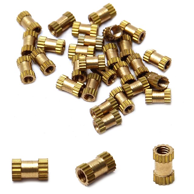 Wekity M2.5x6mm Female Thread Knurled Nuts,Hx3.8mm OD Brass Threaded Insert Embedment Nuts Hydraulic Welded Joint Injection Molding Assortment Kit for 3D Printing Injection Molding 30PCS-0621