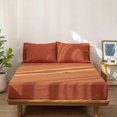 thumbnail image 4 of Bedding Sheet Set Washed Cotton Linen Like Textu Breathable Durable Soft Comfy (Dark Orange Queen), 4 of 6