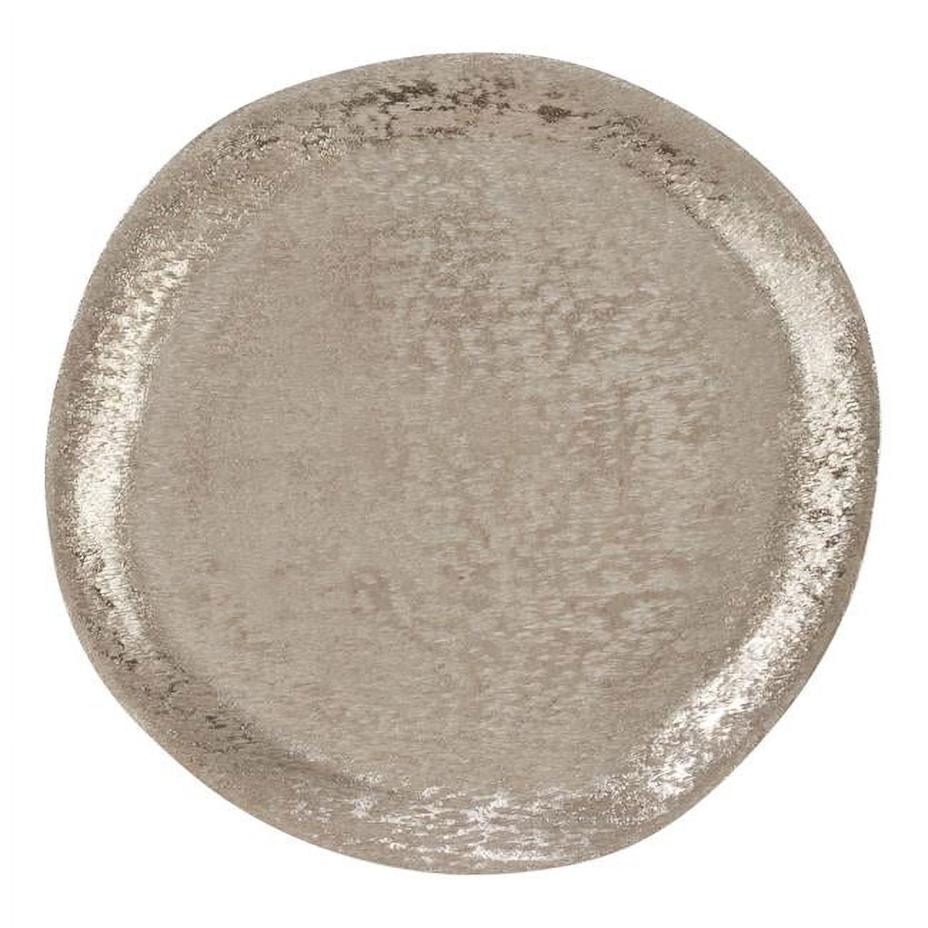 SARO Plaque de Chargeur en Aluminium de 13 Po avec Design Brossé Argent - Ensemble de 4