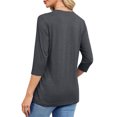 thumbnail image 4 of Amzcrzy Hauts pour Femmes Mode Manches 3/4 Hauts d'Été pour Femmes Couleur Unie Col Rond Hauts de Sortie Décontractés Confortables Hauts de Printemps T-Shirts, 4 of 8