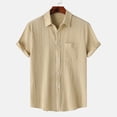 thumbnail image 2 of Chemise Décontractée pour Homme Unie à Col Rabattu à Manches Courtes avec Fermeture à Boutons Blouse Hawaïenne, 2 of 9