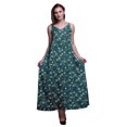 thumbnail image 1 of Bimba Robe Longue Maxi de Soirée pour Femmes en Rayonne à Imprimé Feuilles, Dos Nu, Bretelles Spaghetti - Grande, 1 of 5