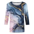 thumbnail image 3 of UPPADA Blouses pour Femmes Grande Taille à Manches 3/4, T-Shirts à Imprimé Floral Teintable, Chemises Décontractées Tendance à Col Rond, Chandails Confortables à Enfiler, Hauts Blouses Mignons d'Été, Hauts à Manches 3/4 pour Femmes en Liquidation, 3 of 5