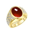 thumbnail image 3 of RYLOS Men's Rings 14K Yellow Gold Nugget Ring with Cabochon Gemstone & Diamonds Garnet Rings For Men Size 10, 3 of 7