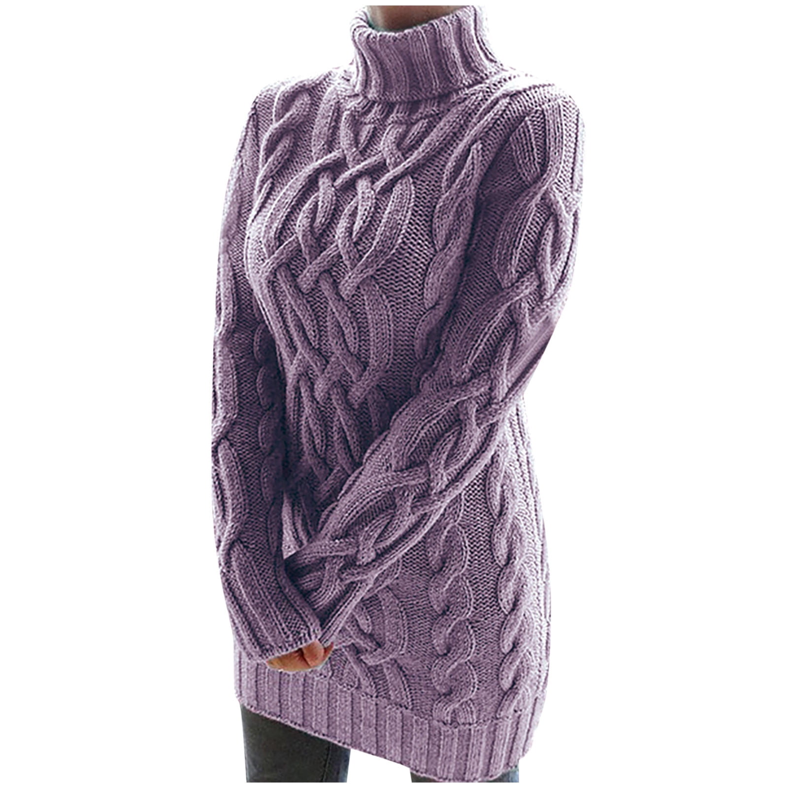 EGNMCR Chandail à Col Roulé pour Femmes, Chandails pour Femmes Femmes Bouton Manches Longues Tricot Chandail Molletonné Chandail Hauts Blouse Chemise Unie Chandail à Col Roulé Femmes Chandail