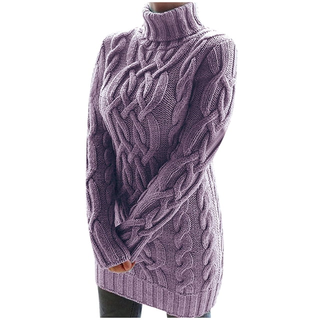 EGNMCR Chandail à Col Roulé pour Femmes, Chandails pour Femmes Femmes Bouton Manches Longues Tricot Chandail Molletonné Chandail Hauts Blouse Chemise Unie Chandail à Col Roulé Femmes Chandail