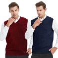 thumbnail image 2 of TOPTIE 2 Pack Window Clerk Sweater Vests For Men, Work Uniform Cotton V-Neck Sweater Vests-NAVY WINERED-S, 2 of 8