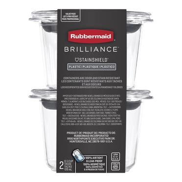 Rubbermaid Brilliance Plastic Food Storage Container, 118 mL (0.5 Cup), 2 Pack