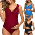 thumbnail image 3 of Maillots de Maternité une Pièce à Volants, Maillot de Bain à Volants, Monokini Falbala, Décolleté en V Profond, Rouge (TG, 3 of 7