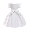 thumbnail image 3 of PMVFHDE Robe 4t Filles Robe Élégante Épaules Dénudées Ligne A Décontractée Fête Robes Blanc, 2-3 Ans, 3 of 6