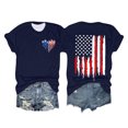 thumbnail image 2 of Hauts d'Été pour Femmes Jour de L'Indépendance Drapeau Col Rond Imprimé Lettre Manches Courtes T-Shirts pour Femmes Marine L, 2 of 4