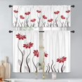 thumbnail image 5 of ORUYROP Cantonnières à Fleurs Rouges Poche pour Tringle Pétales Floraux Feuilles Fenêtres Lignes Décoratives Géométrique Moderne Femme Fille Silhouettes de Plante Blanche Courtes Rideaux de Fenêtre 52 x 18 Pouces LW-, 5 of 5