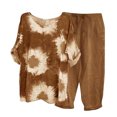thumbnail image 2 of Ensembles de Détente d'Été pour Femmes Ensemble d'Été Imprimé Manches Courtes Col Rond Hauts+pantalon à Double Poche Ensemble Ensembles Grande Taille en Liquidation, 2 of 5