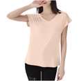 thumbnail image 1 of FRSASU T-Shirt de Sommeil Uni pour Femme Haut de Pyjama à Col en V Beige, 1 of 8