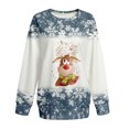 thumbnail image 4 of Chemises pour Femmes, Chemise de Noël à Manches Longues, Col Rond, Décontractée, Ample, Imprimé Élan, Chandail, Manches Longues, Tendance, en Liquidation, 4 of 5