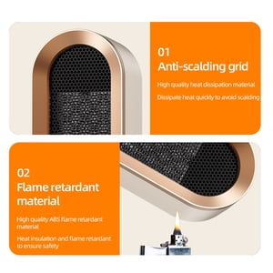 Vggrvlo Space Chaudière 1500W Chauffage électrique Portable à l'intérieur avec thermostat avec protection de pointe 10.5ft/s Chauffage électrique portable pour la chambre, le bureau et l'utilisation intérieure