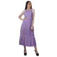 thumbnail image 2 of Moomaya Robe Longue Imprimée pour Femmes, Fente avant, Aguichant, Sans Manches, en Rayonne, Robe de Mariage, 2 of 4
