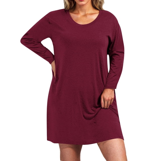 Ixbnca Robe pour Femme Grande Taille Col Rond Manches Courtes Robes T-Shirt Décontractées Amples Été Robe Courte