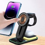 TopLLC Smart 15W Wireless Fast Charging Mobile Phone Watch Earphone Night Light 4 In 1 Wireless Charger Supports Android And IOS Mobile Phone Bracket on Clearance