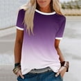 thumbnail image 4 of Haut à Manches Courtes pour Femme, Blouse Décontractée à Imprimé Dégradé avec Détail Patchwork, T-Shirt à Col Rond pour le Quotidien, 4 of 5