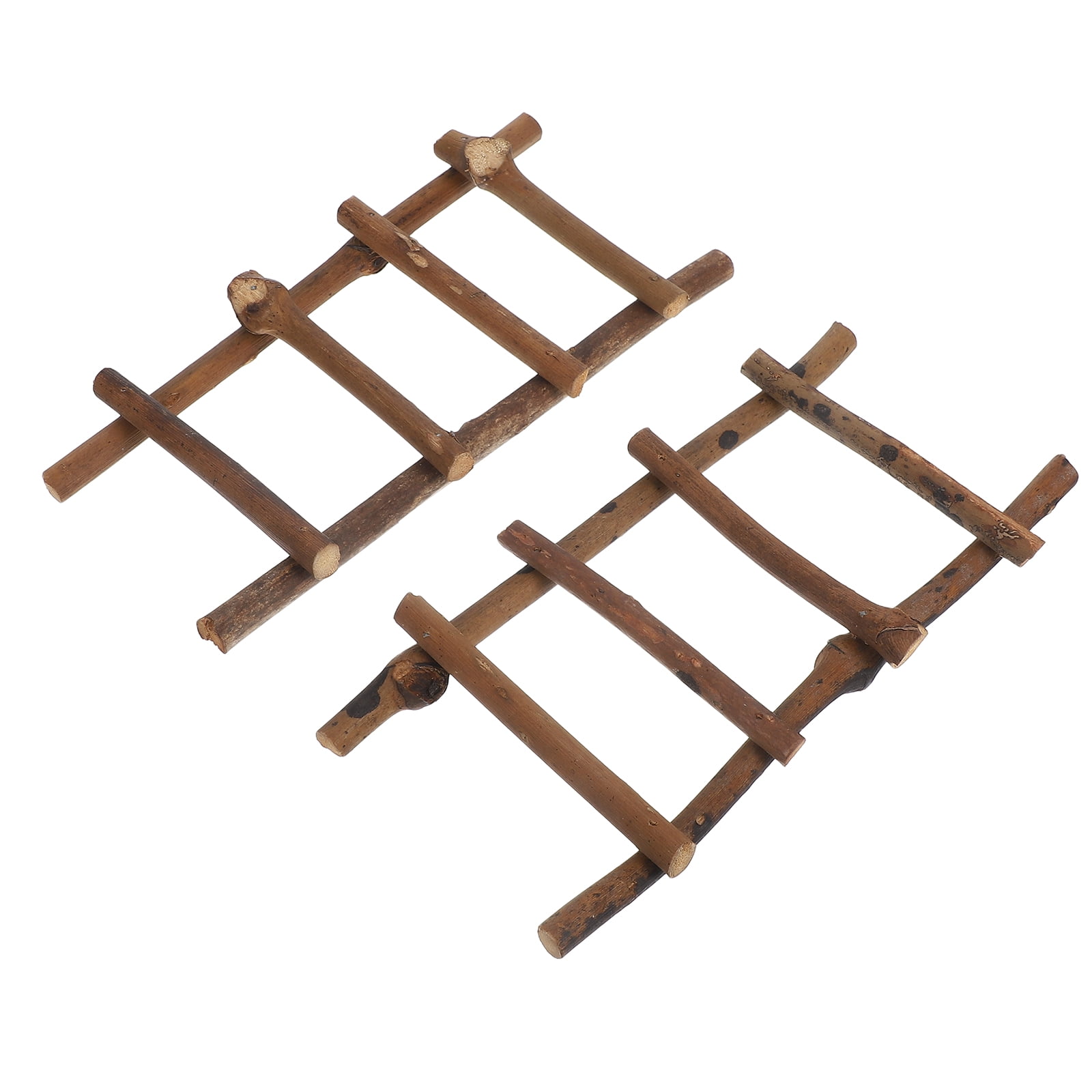 WEUVEB 2Pcs Rattan Ladder for Home Decor in Coffee Color with Landscape Rattan Ladder Design
