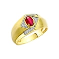 thumbnail image 3 of RYLOS Mens Rings Yellow Gold Plated Silver Ring 6X4MM Oval Shape Gemstone & Diamond Ring Ruby July Birthstone Rings For Man Silver Rings, Size 12, 3 of 7