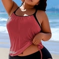 thumbnail image 5 of FAVIPT Womens Tummy Control Tankini Swimsuits 2 Piece Ruched Drawstring Bathing Suit Tropical Beach Swimwear Watermelon Red,XL, 5 of 5