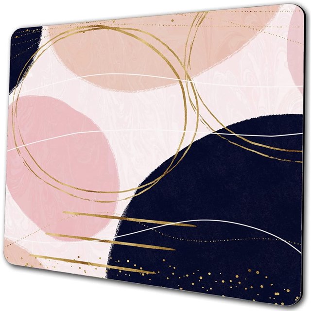 Modern Simple Designs Mouse Pad Pink Blue Gold Gaming Mousepad Non Slip Rubber Square Small Mouse Pads for Wireless Mouse Laptop Computer Mouse Mat Women Girly Office Desk Decor Accessories
