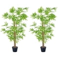 thumbnail image 1 of Outsunny Ensemble de 2 Bambou Artificiel, Plante Décorative Factice de 5 Pi en Pot, 1 of 10