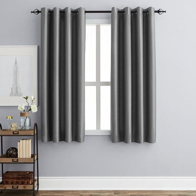 Hometrends Faux Silk 63" Grommet Room Darkening Window Curtain Panel, Pearl