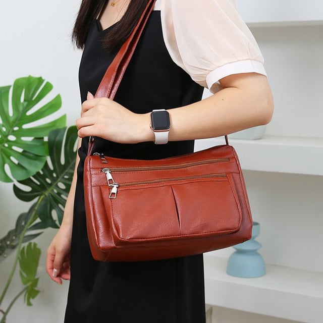 Zipper Crossbody Bag, Wide Strap Phone Wallet, Shoulder Purse, Multiple Zipper Pockets, Secure Hands-Free Carry, Compact Organizer, Durable Daily Use