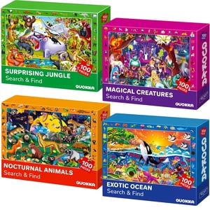 Quokka 100 Puzzles de puzzle pour les enfants – 4 Définir la recherche et trouver des puzzles éducatifs avec des animaux nocturnes pour les âges 5-8