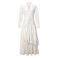 thumbnail image 4 of Robe Maxi à Manches Longues pour Femmes Décontractée d'Été Col en V Profond Robe Maxi à Manches Longues Couleur Unie Col Noué Robes Longues d'Été Décontractées Robes Maxi d'Été Décontractées, 4 of 9