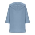 thumbnail image 4 of Chandail à Capuchon Décontracté pour Femmes avec Col en V, devant à Boutons, Capuchon à Cordon et Manches 3/4 - Tenue de Printemps Été, 4 of 9