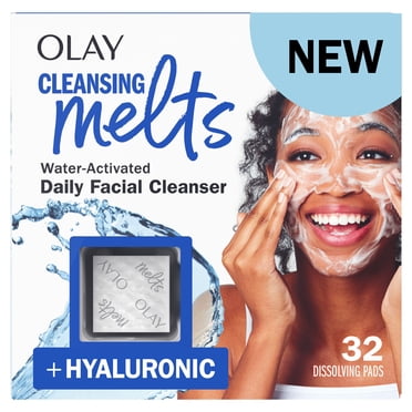 Olay Cleansing Melts + Retinol Face Cleanser, 32ct, Water-Activated Face Wash Cleans, Tones, and Refreshes Skin