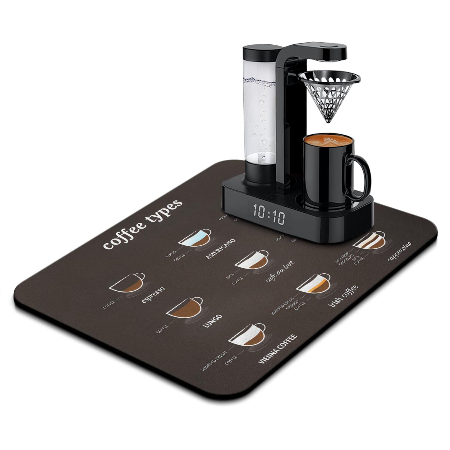 Extra-Absorbent Coffee Mat, 18x24 Inches - Perfect Countertop Companion for Coffee Lovers, Stain-Hiding, Rubber-Backed for Stability, Dish Drying Mat for Under Coffee Makers