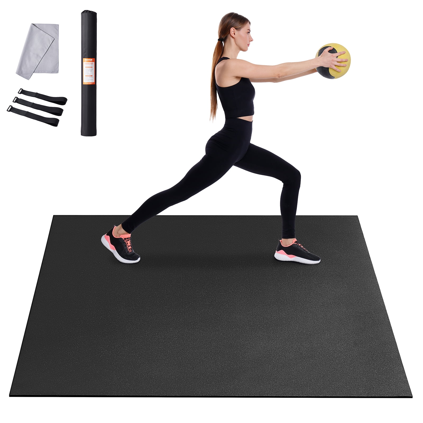 VEVOR Exercise Mat, Non Slip High Density Premium Yoga Mat, Exercise Yoga Mat for Men & Women, Fitness & Exercise Mat with Bag & Carry Strap, for All Types of Home Yoga, Pilate & Floor Workout (7x5ft)