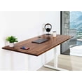 thumbnail image 1 of Business Sit and Stand Desk - Walnut Reinforced Solid Wood Tabletop on White Frame Medium (59"x29") with Built-in Wireless Charging Pad and Under Desk Cable Management Tray, 1 of 1