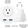 thumbnail image 1 of European Travel Power Adapter 3-in-1 International Power Adapter Charger with 2 USB Ports for US 100-250V Multi-function Power Adaptor Travel Spare Adapter for Cellphone Tablet, 1 of 9