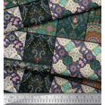 thumbnail image 3 of Soimoi Moss Georgette Fabric Ogee & Mandala Patchwork Fabric Prints by Yard 42 Inch Wide, 3 of 3