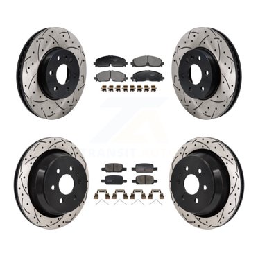 Transit Auto Front Rear Coated Drilled Slotted Disc Brake Rotors and Ceramic Pads Kit for Car 2021-2022 Chevrolet Colorado GMC Canyon KDT-101362