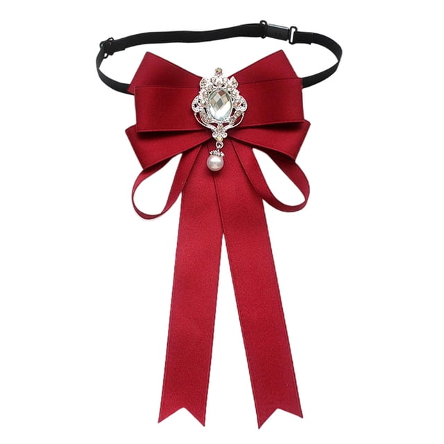 lionlar Nœud Papillon pour Femmes pour Dames, Fille, Ruban de Cou Ajustable pour Chemise, Nœud de Cou Polyvalent Rouge Foncé