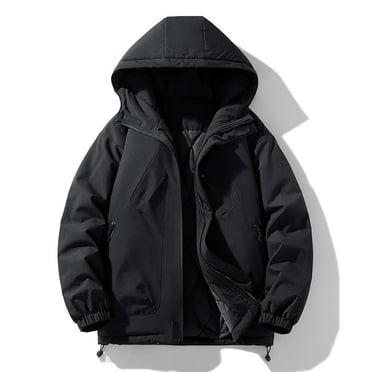 Men's Winter Coat, Hooded Loose Fit Zipper Front Jacket with Pockets, Long Sleeve Casual Outerwear for Daily Outdoor Activities
