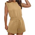 thumbnail image 2 of Penkiiy Womens 2024 Rompers Open Back Jumpsuits Onesie One Piece Sweatsuit Outfits with Pockets M Khaki, 2 of 9