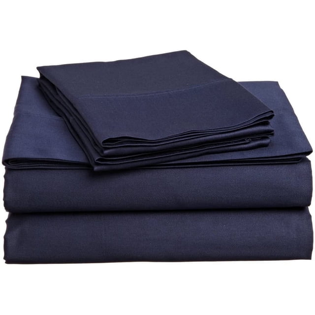 Alive Pixels Sheet Set Navy Blue Solid 100 Percent Cotton 4-Pc Sheet Set with 12 Inch Pocket 200TC (Twin-XL, Navy Blue)