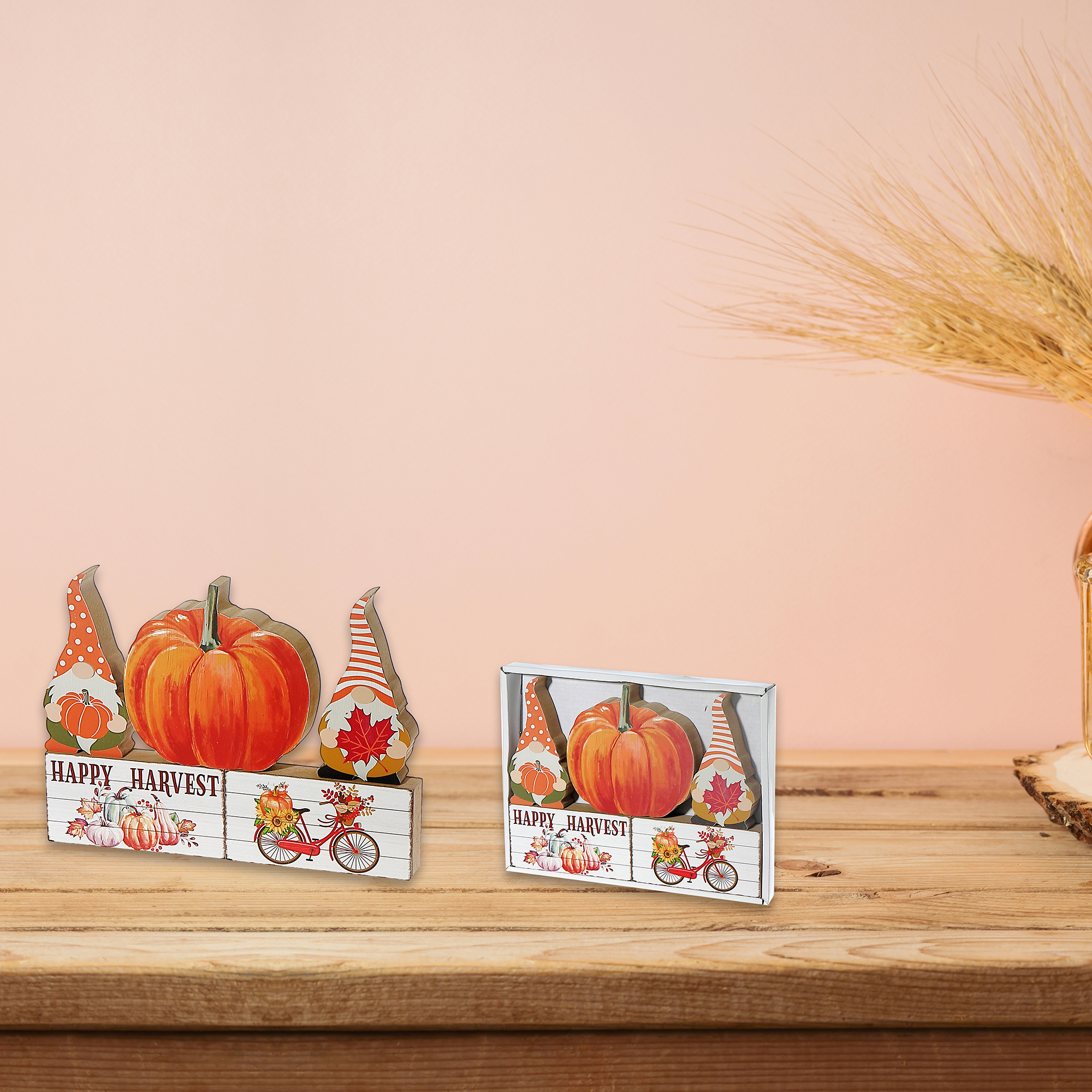 5 Pc Block Set (Gnomes And Pumpkin)